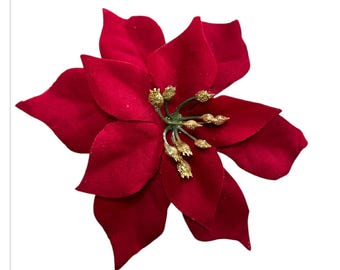 Dark Red Velvet Soft Christmas Holiday Poinsettia Hair  display picture 2