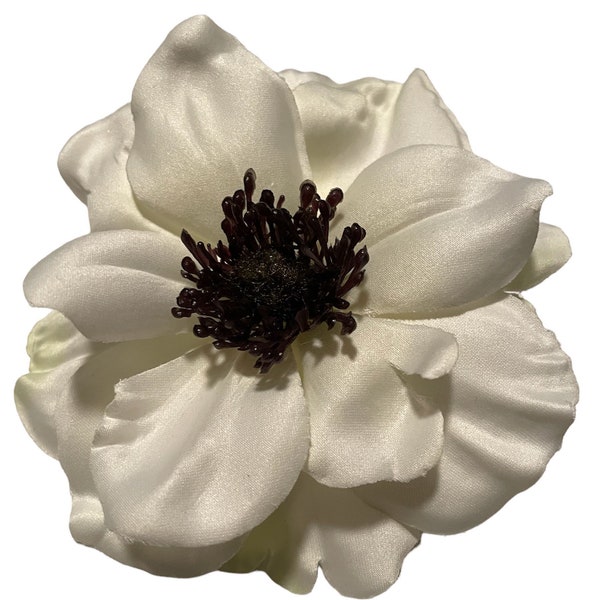 Beautiful Bright White with Black Center Hair Flower Clip - Bridal Wedding or Everyday This Flower Accessory is a Quality Well Trusted Brand