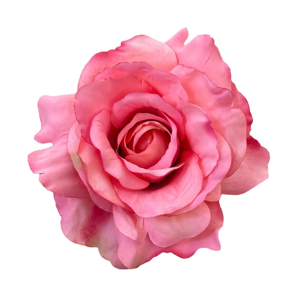 Large Pink Rose Hair Flower Clip and or optional Brooch Pin