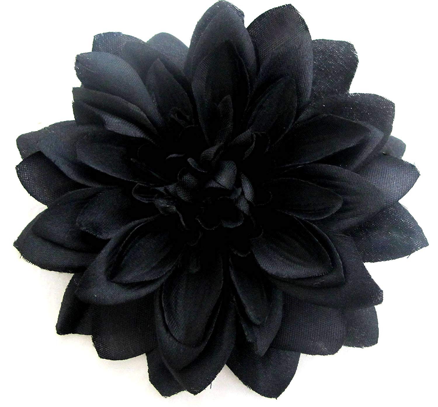 BLACK Chrysanthemum Flower Corsage Hair Clip Brooch Pin 