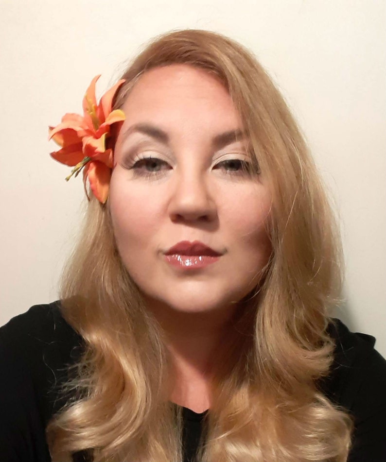 Double Orange Lily Flower Hair Clip