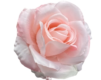 Grande barrette fleur à cheveux rose clair