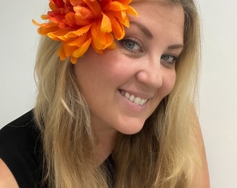 Orange Mum Hair Flower Clip