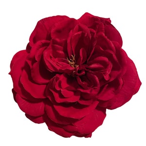 Luxe Red Open Rose Hair Flower Clip and or Brooch Pin