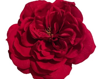 Luxe Red Open Rose Hair Flower Clip and or Brooch Pin