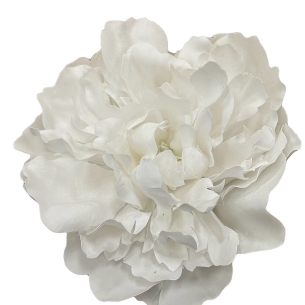 Real Touch Bright White Peony Hair Flower Clip and or Brooch Pin