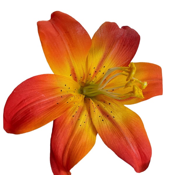 Orange and Yellow Lily Hair Flower Clip