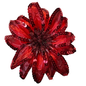 Red Poinsettia Flower Hair Clip and Pin Back Brooch