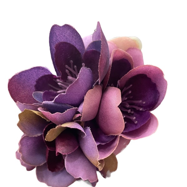 Cute 3” Purple Cherry Blossom Hair Flower Clip