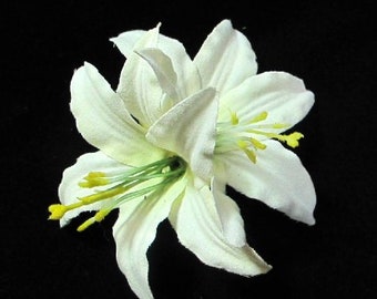Double Lily Hair Flower Clip - Ivory Hairflowers