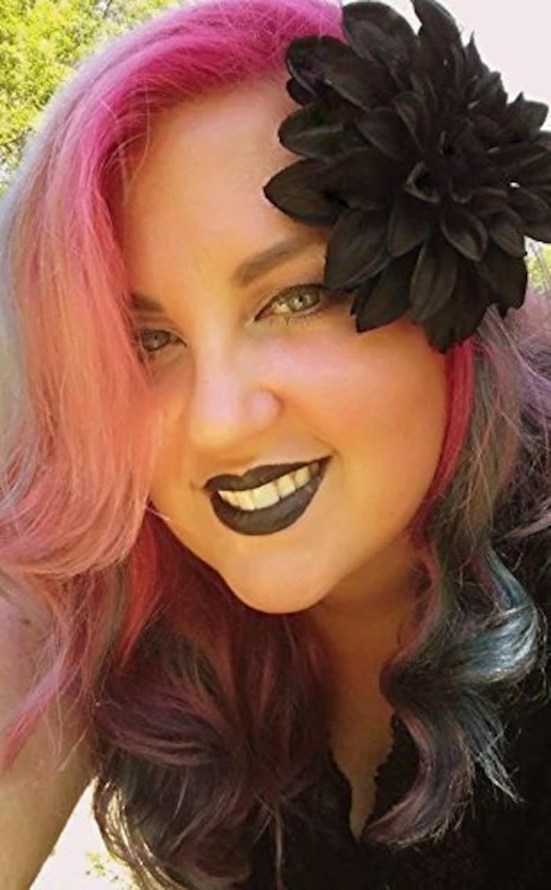 large black flower hair clip