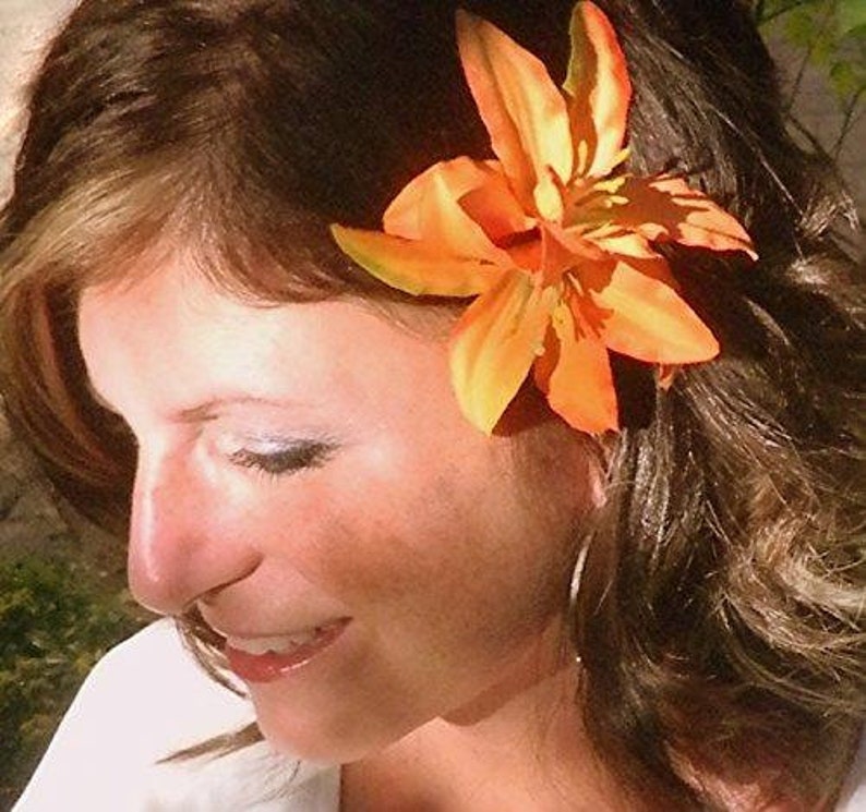 Double Orange Lily Flower Hair Clip