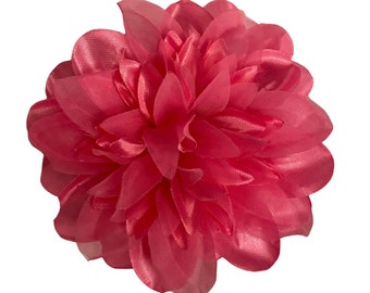 Pink Sheer and Satin Dahlia Clip Claw Hair Flower