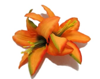 Bright Orange Lily Hair Flower Clip