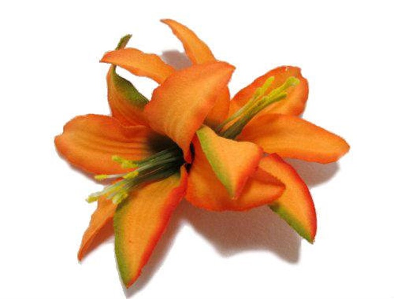 Double Orange Lily Flower Hair Clip