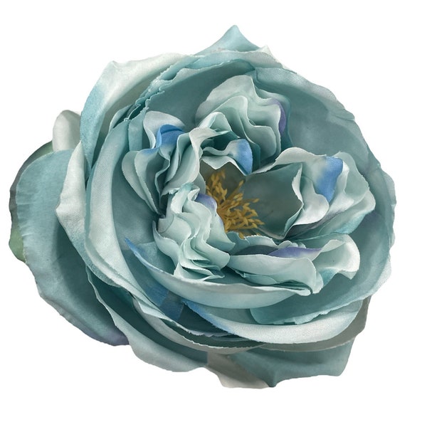 Stunning Aqua Blue and Teal Cabbage Rose Hairflower Clip and Pin