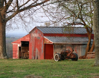 Arte impresión o lienzo foto rural, viejo, granero, país de la granja, tren, tractor, camión, gas, caballo, vaca, flor, decoración de la casa de campo, rústico,