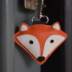Fox keyring , for keys, school bag, hand bags, cheeky chap, orange and white, gift