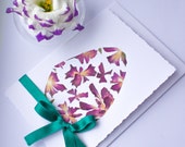 Pressed flower art Easter greeting card A6 Easter card Botanical art Easter egg OOAK Easter card  Handmade Easter card