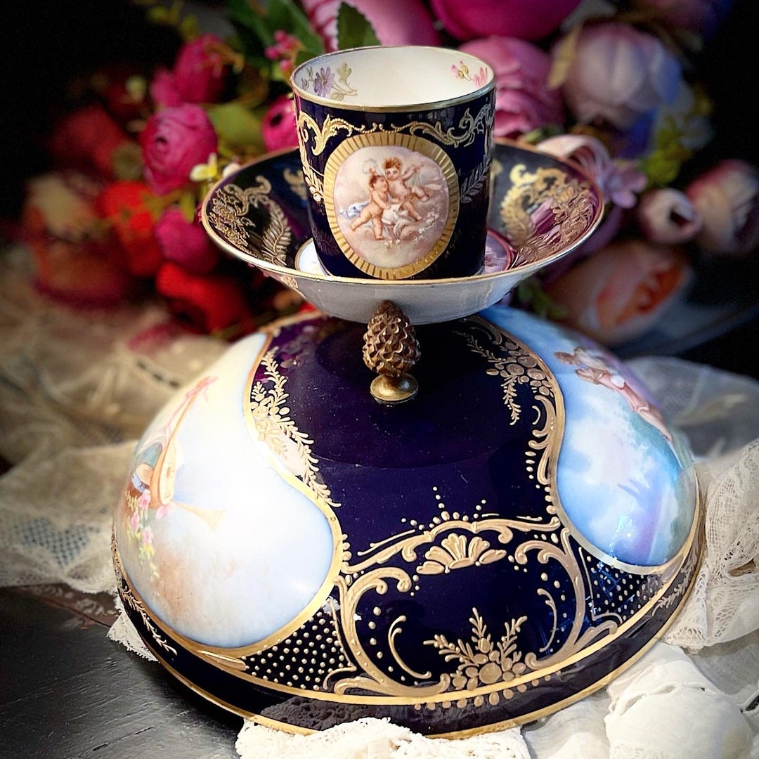 antique doll　セレスティアルブルー 希少なアンティーク セーブル磁器 アンドレ・ゴルス 1880-1900 年代