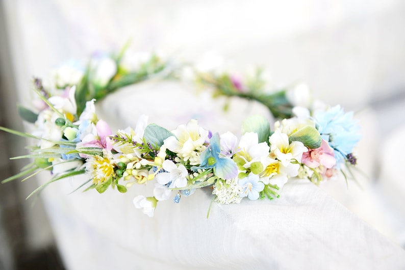 Sweet Headpiece Bridal Crown Pastel Floral Crown Romantic Headband Pastel Wedding Romantic Wreath Light Colors Spring Flower Crown