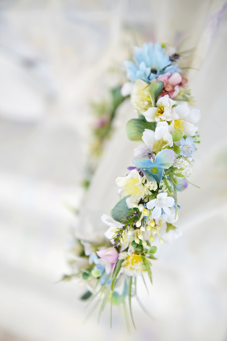 Sweet Headpiece Bridal Crown Pastel Floral Crown Romantic Headband Pastel Wedding Romantic Wreath Light Colors Spring Flower Crown