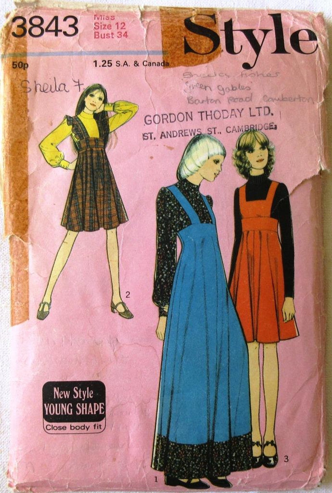 A Vintage Sewing Pattern for a Misses' Pinafore Dress in 2 - Etsy