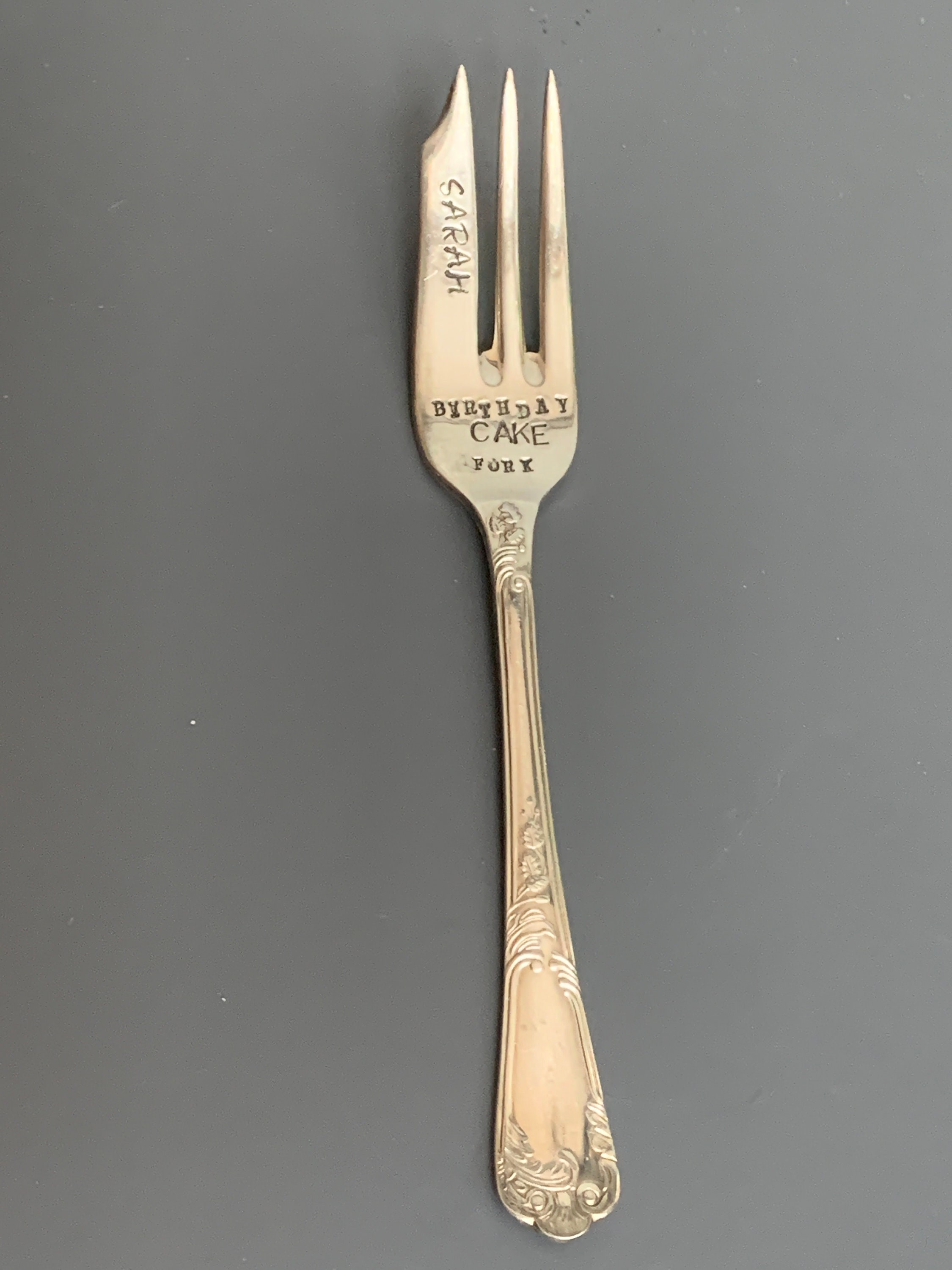 Birthday Cake Cutlery Gift Hand Stamped Silver Plated Keepsake Etsy UK