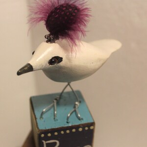 Bird Art/  Vintage blocks Totem Bird Art