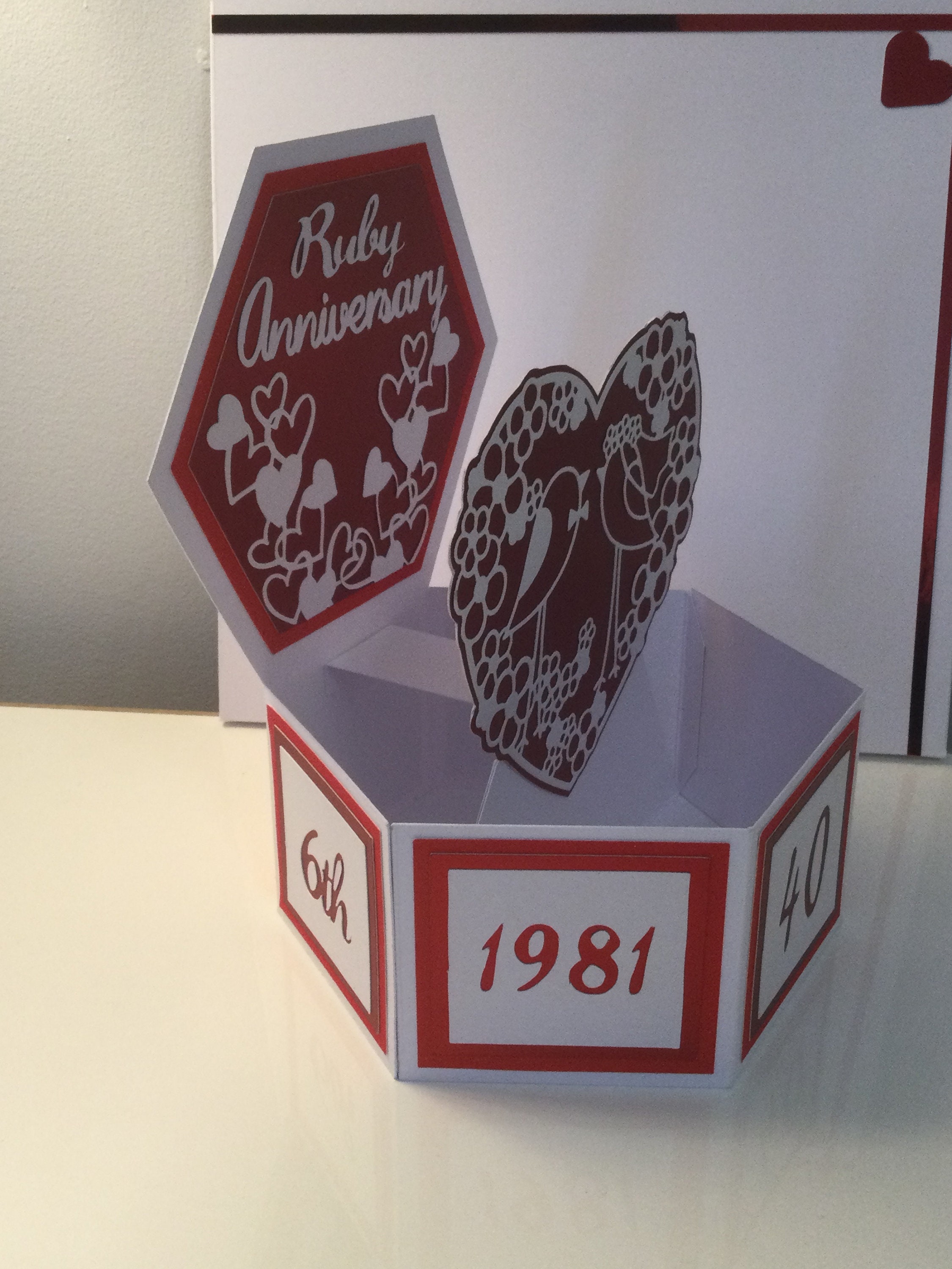 40th Wedding Anniversary Pop up Card Ruby Anniversary - Etsy UK