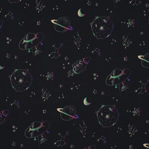 Öko-Tex French Terry digital print Space Universe Navy 50 x 145 cm
