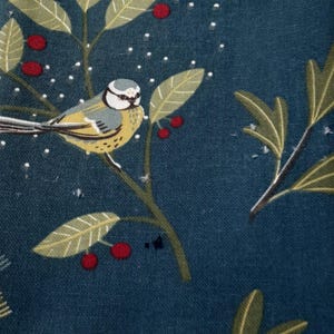 Oeko-Tex Canvas Decorative Fabric Linen Look 50 x 140 cm Leaves / Bird