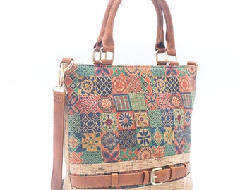 Natural cork tote bag for women 23 x 30 x 12 cm handle 15 cm high