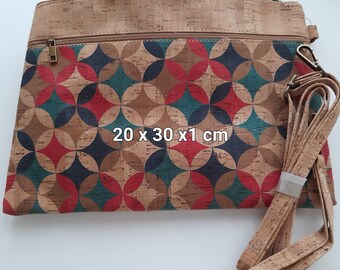Natural cork shoulder bag for women 20 x 30 x 1 cm