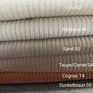 Oeko-Tex cord fabric, wide cord cotton 6 colors 50 x 142 cm