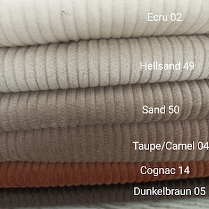Oeko-Tex corduroy fabric, wide cord cotton 6 colors 50 x 142 cm