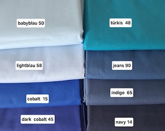 Öko-Tex Poplin - Cotton 50 x 150 cm solid blue, turquoise tones