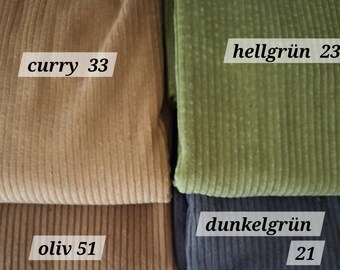 Öko-Tex certified corduroy fabric, wide-wale cotton, 4 colors, 50 x 142 cm