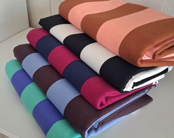 Oeko-Tex canvas decorative fabric, linen look, 50 x 140 cm, block stripes.