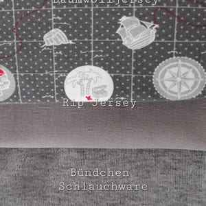 Remnant package BW-Jersey, Sweat, Rip-Jersey cuffs 200 x 140/150 + 50 cm cuffs tubular fabric