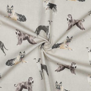 Oeko-Tex Canvas decorative fabric linen look 50 x 140 cm dogs