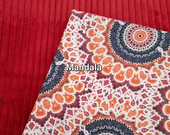 Swafing Samt-Cord Dekostoff rot oder blau 50 x 140 cm + Baumwollstoff Mandala