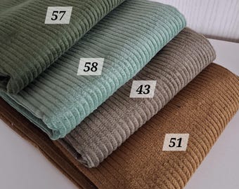 Öko-Tex certified corduroy fabric, wide-wale cotton, 50 x 142 cm, new shades of green