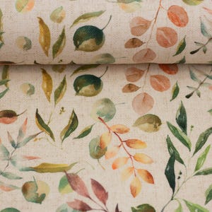 Oeko-Tex Canvas decorative fabric linen look 50 x 140 cm colorful leaves