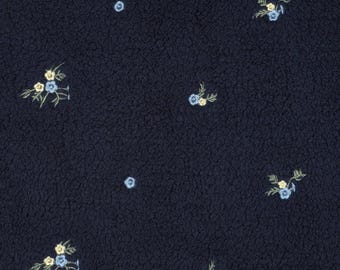 TEDDY - Fleece Jacquard with embroidered flowers 50 x 145 cm 2 colours
