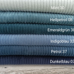 Oeko-Tex corduroy fabric, wide cord cotton 6 colors 50 x 142 cm