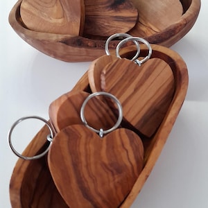 Flat keyring made of olive wood