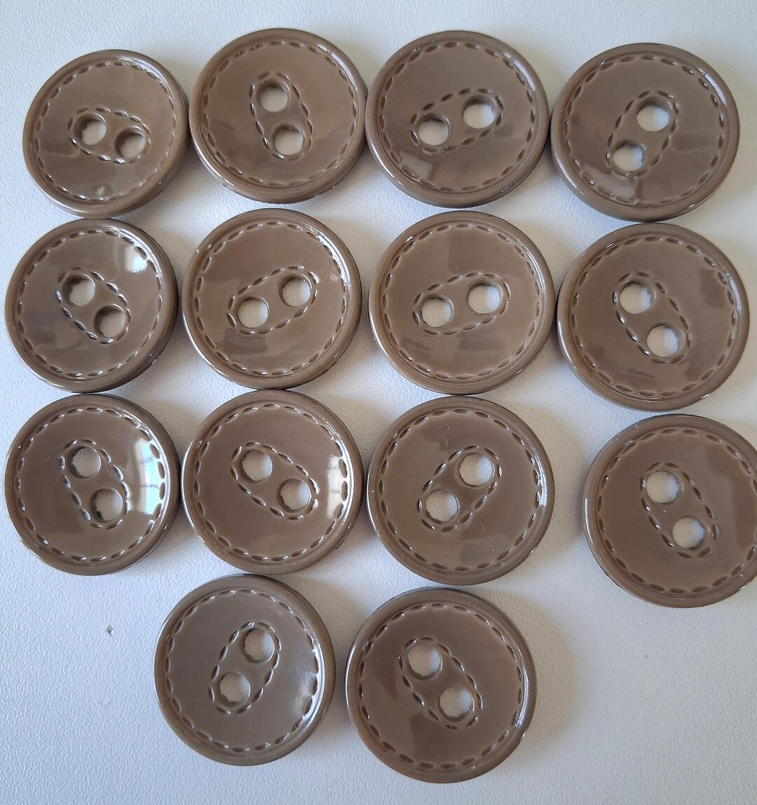 14 Plastic Buttons, 2-hole, 2.6 Cm Diameter, Grey-brown - Etsy
