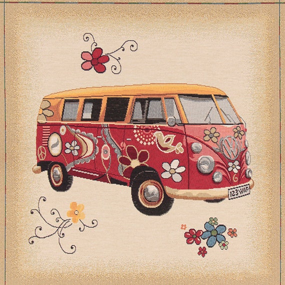 Gobelin Vw Bulli Baumwollstoff Dekostoff Bulli Decorative Fabric