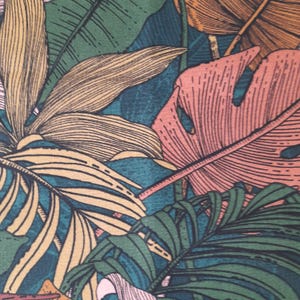 Oeko-Tex Canvas decorative fabric linen look 50 x 140 cm leaves